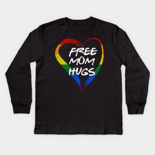 free mom hugs lgbt pride rainbow heart Kids Long Sleeve T-Shirt